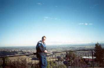 Mr Silke in front of the Port Hills