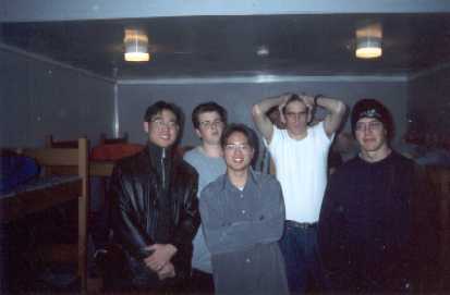 Howard, Nick Steele, David Chua, Nick Daley and Benjy in the dorm